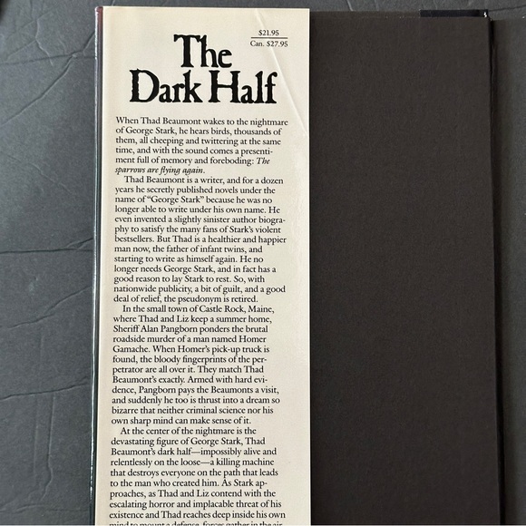 The Dark Half by Stephen King (1st Edition) | Fiction, Horror | Hardcover Book - Picture 3 of 10